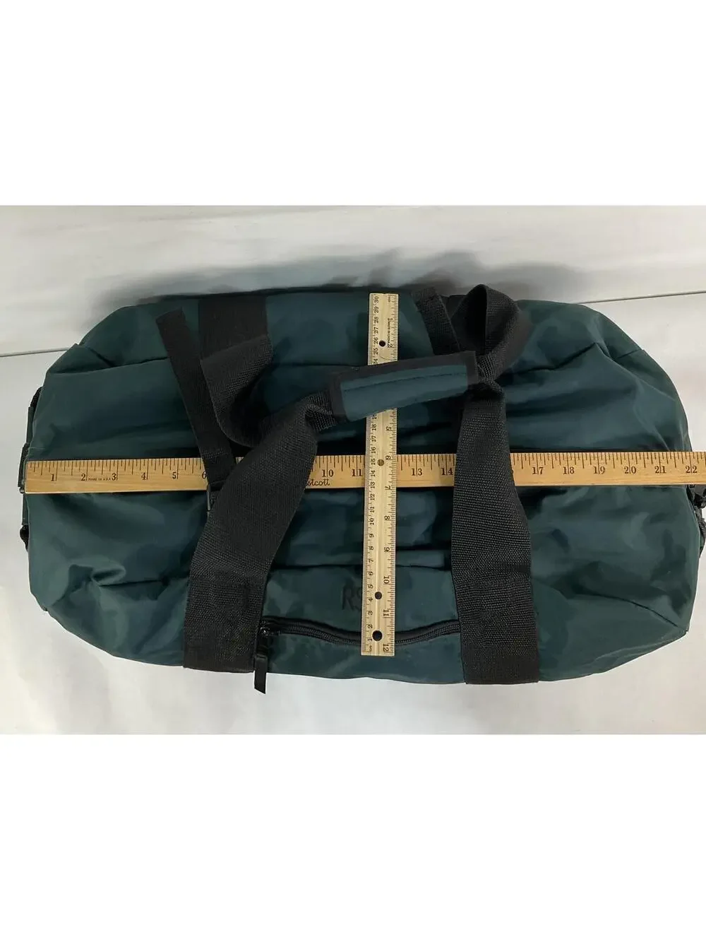 L.L. Bean Made in USA Green and Black Duffel Bag Style V273